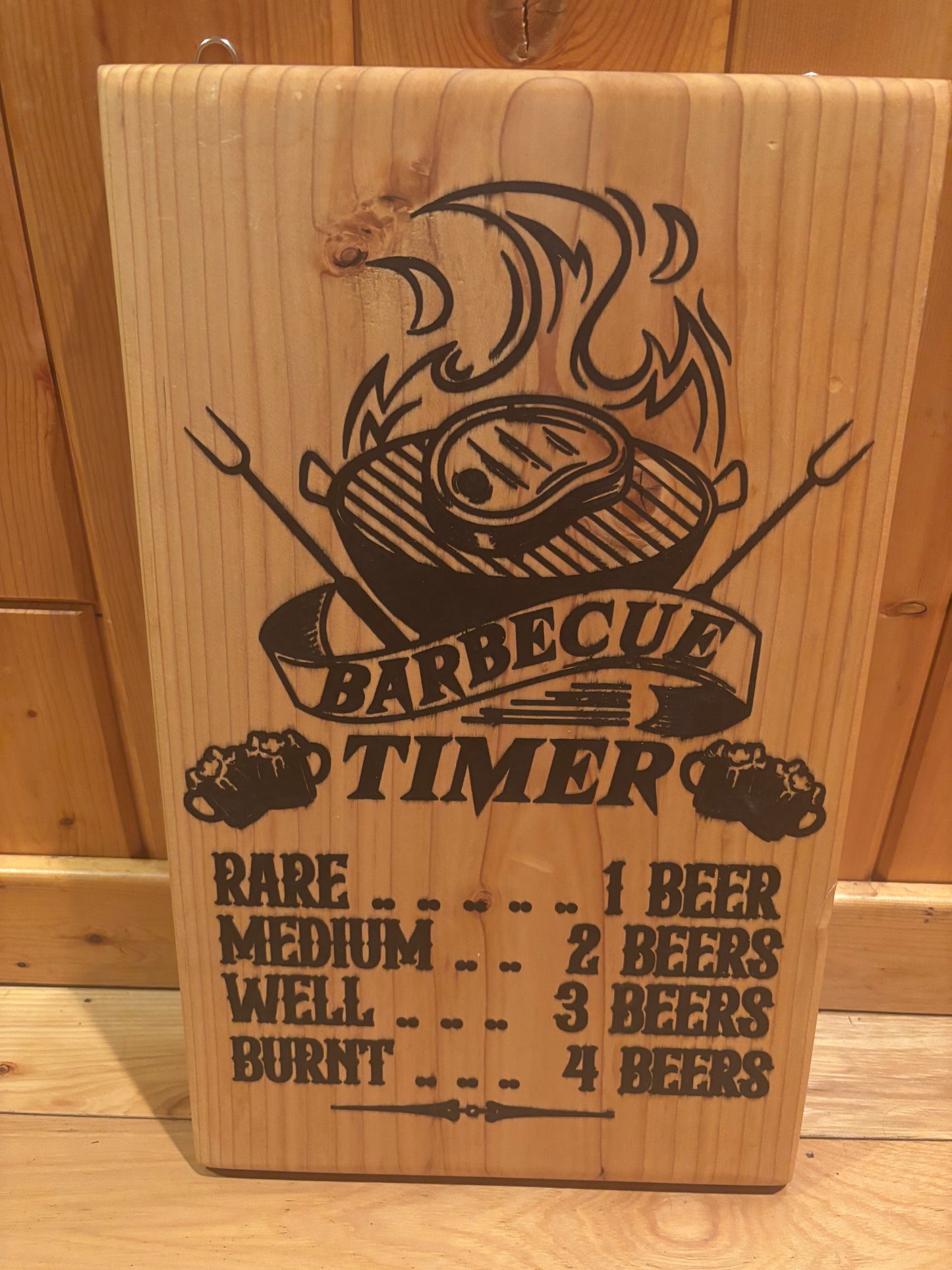 BBQ Timer Wooden Sign β Handcrafted Grill & Man Cave Wall Decor