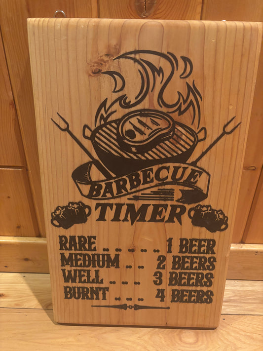BBQ Timer Wooden Sign – Handcrafted Grill & Man Cave Wall Decor