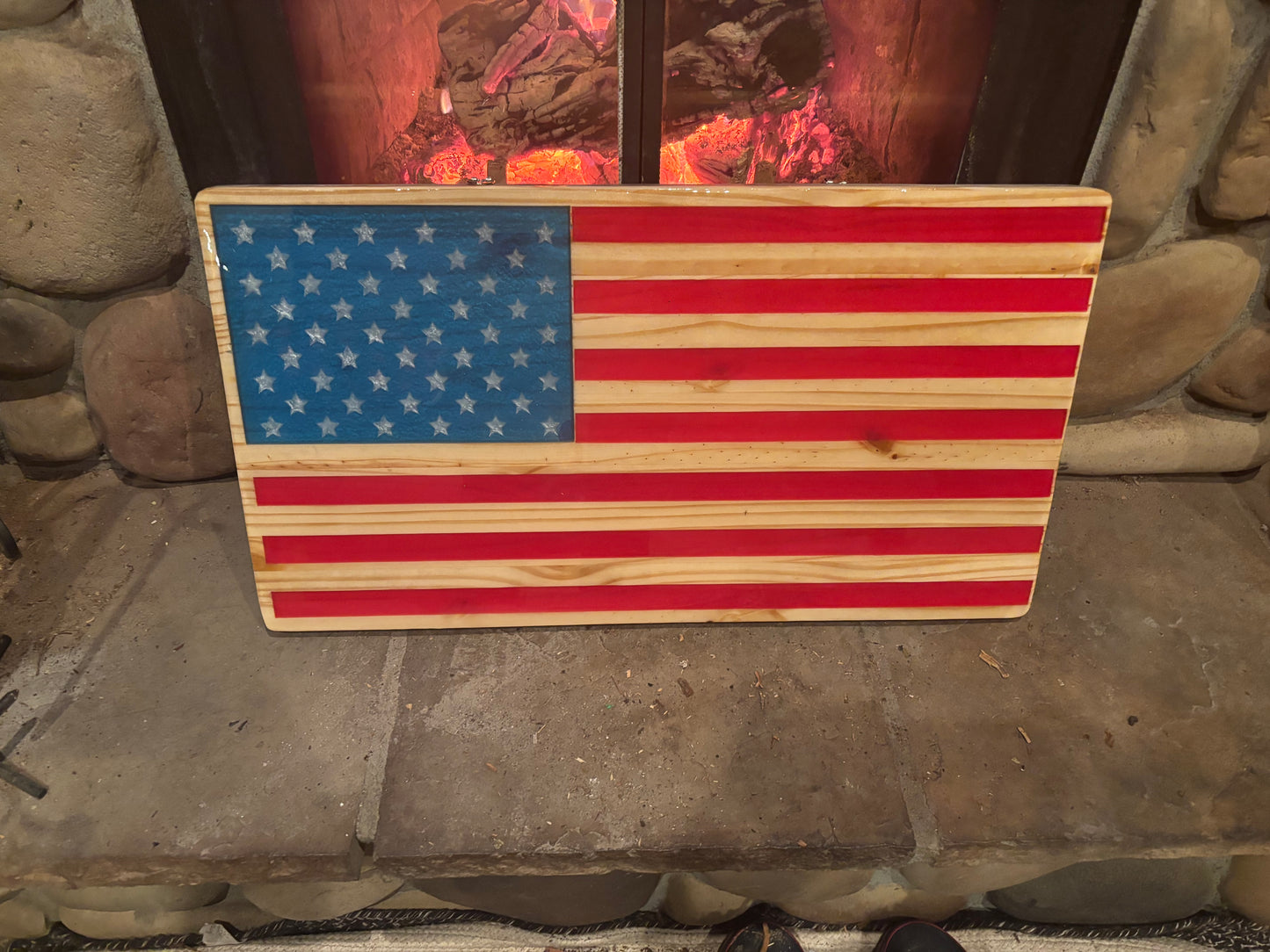 Handcrafted Wooden American Flag Wall Art – 29” x 16” Rustic USA Flag
