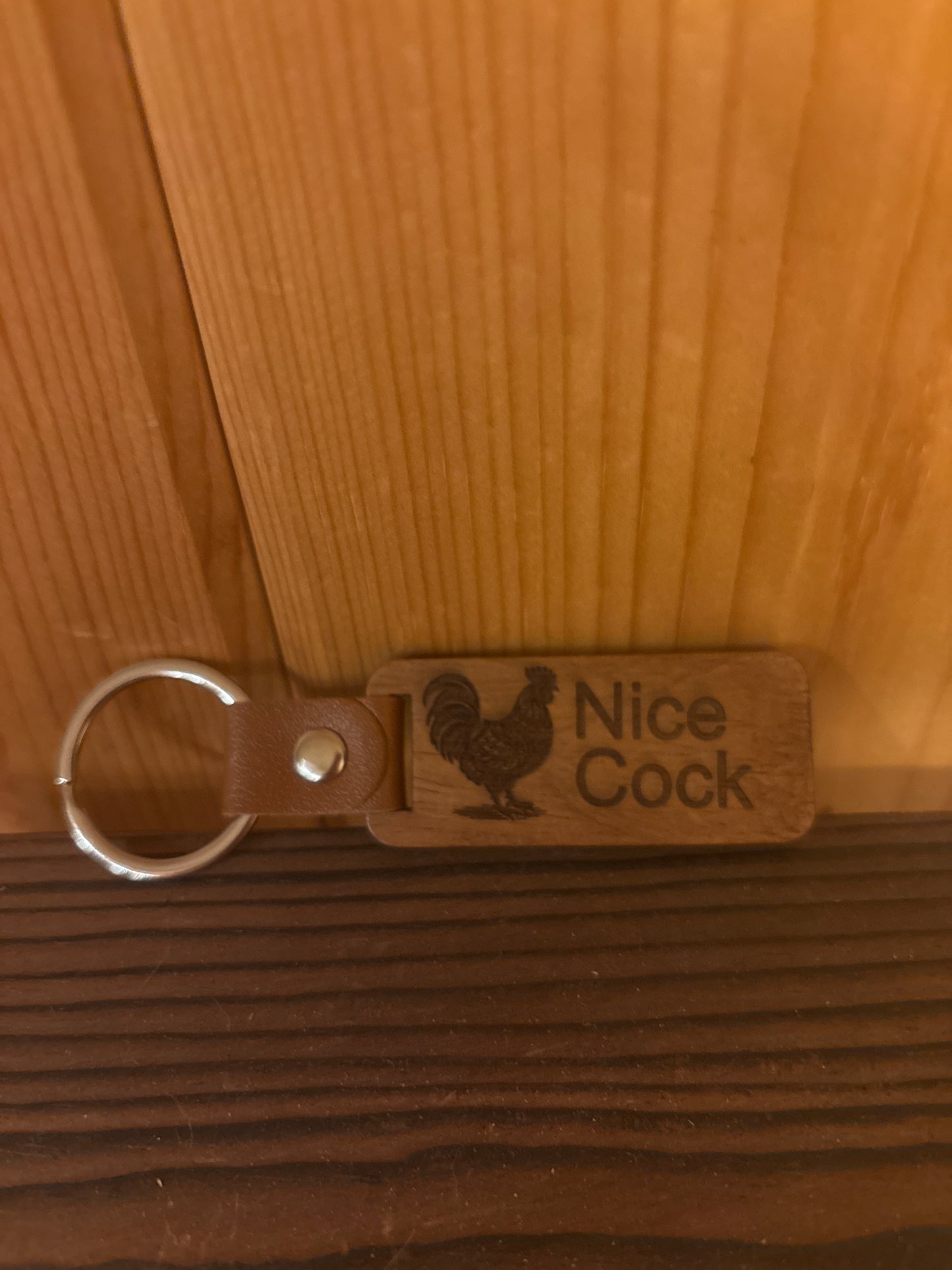 Nice Cock” Laser Engraved Wood Keychain – Funny Gift