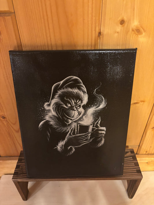 Grinch Coffee Moment – Christmas Canvas Wall Art