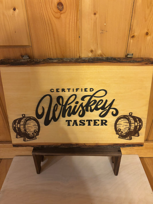 Certified Whiskey Taster Wooden Sign | Rustic Bar & Man Cave Wall Décor
